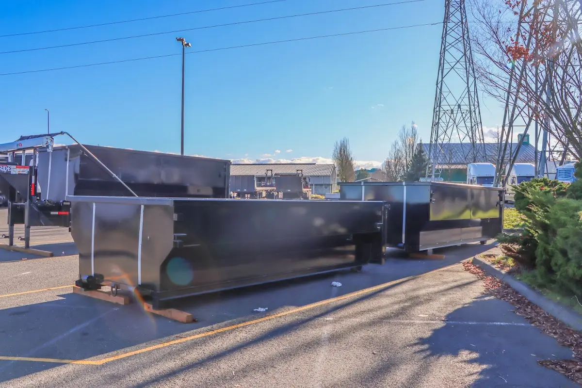 Roll-off dumpster ready for waste disposal at job site for 15 Yard Dumpster Rental in Mendham